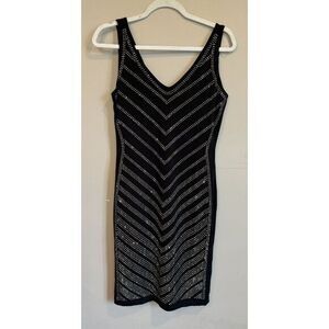 Carmen Mark Valvo Black Studded‎ Cut And Sew Dress Size Small